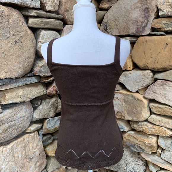 LOFT Brown Crochet Embellished Sweater Tank Small - Picture 5 of 6
